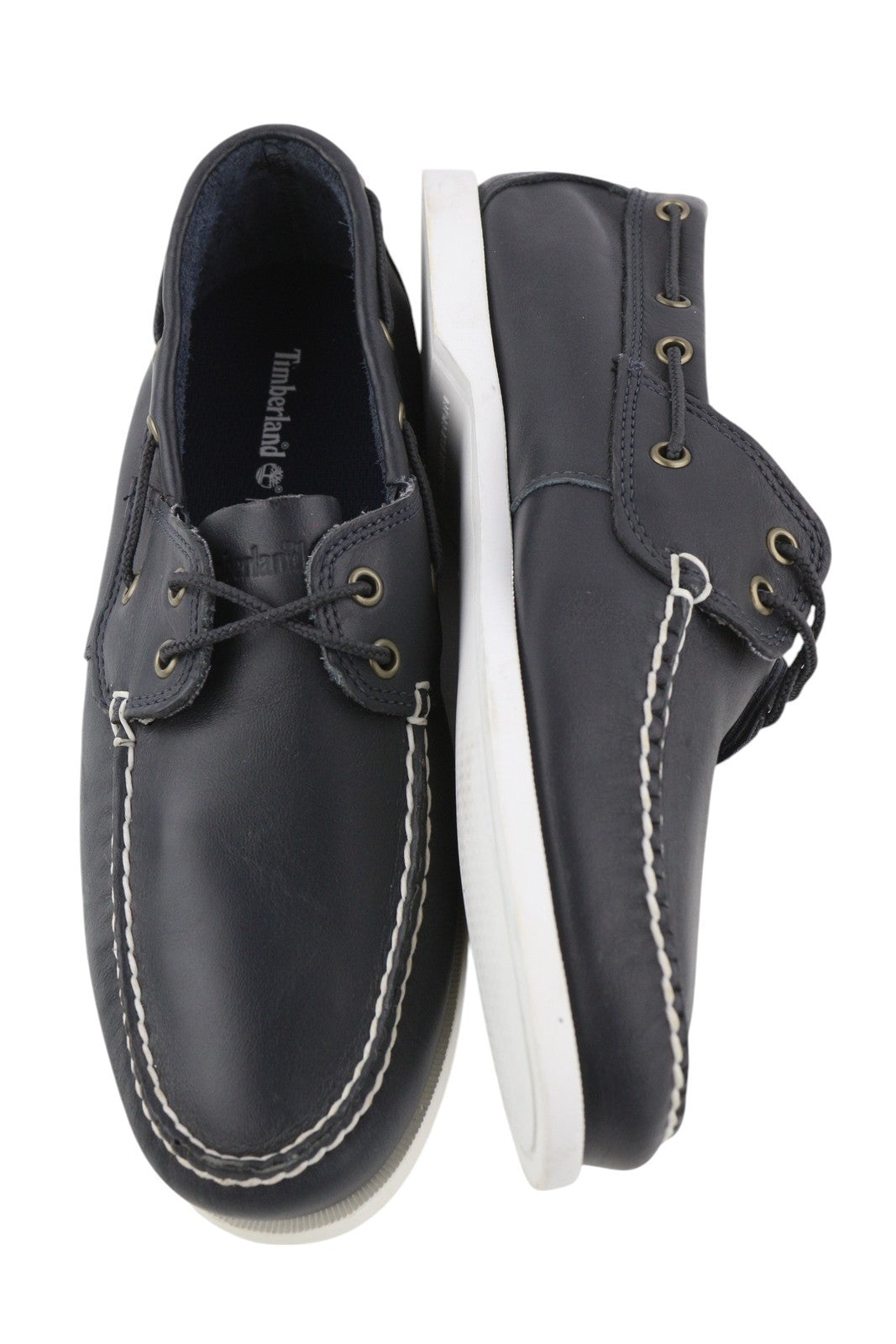 TIMBERLAND A199P Men Shoes EU43.5/44.5 Black Leather Boat Lace Up Ortholite