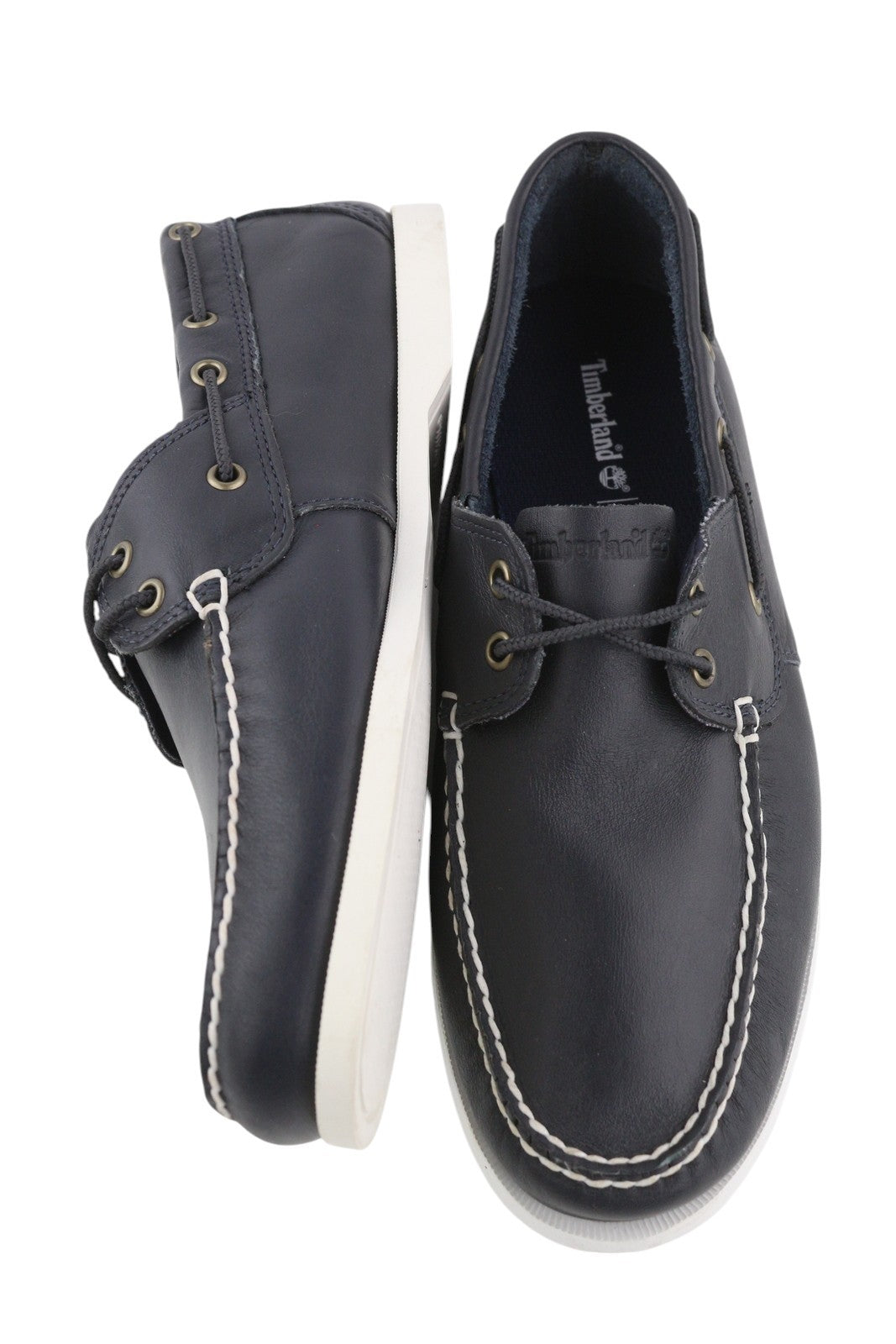 TIMBERLAND A199P Men Shoes EU43.5/44.5 Black Leather Boat Lace Up Ortholite