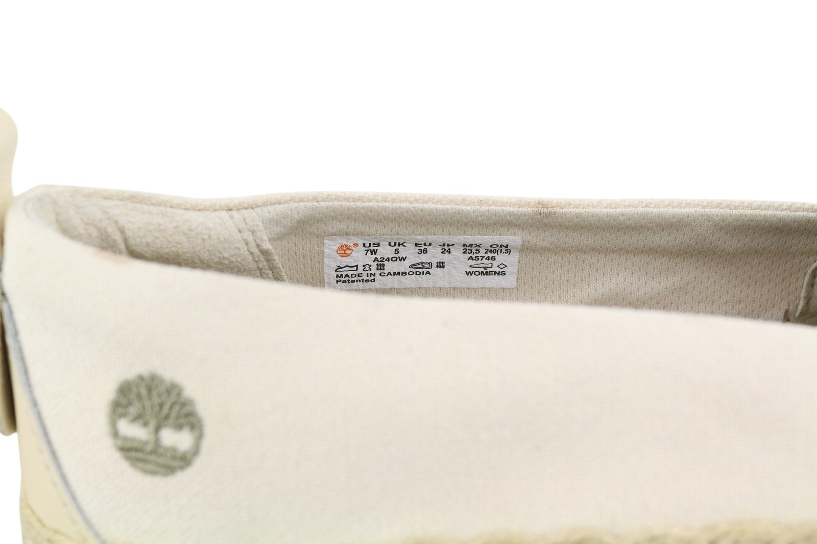 TIMBERLAND A24QW Women Shoes EU38 Beige Espadrilles Slip On Light Low Almond Toe