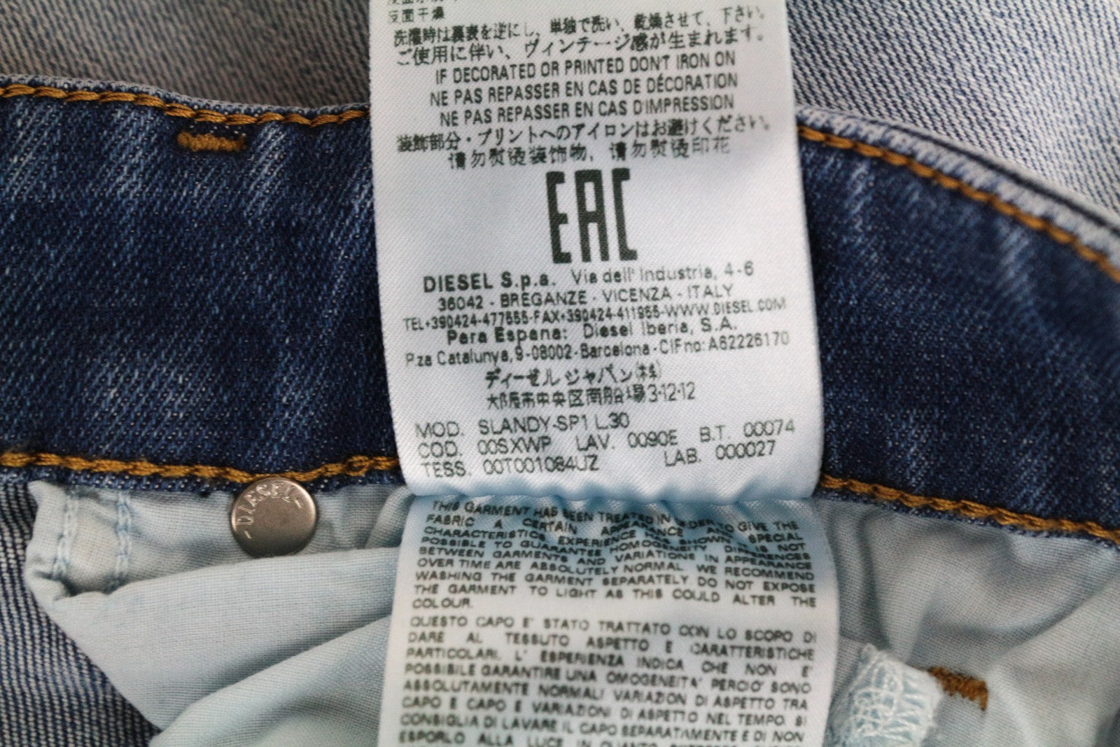 DIESEL Slandy-SP1 0090E Women's Skinny Jeans W25/L30 Super Slim Stretch Blue