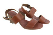 TIMBERLAND A1B7X Women Sandals EU36/37 Brown Leather Heeled Buckle Closure
