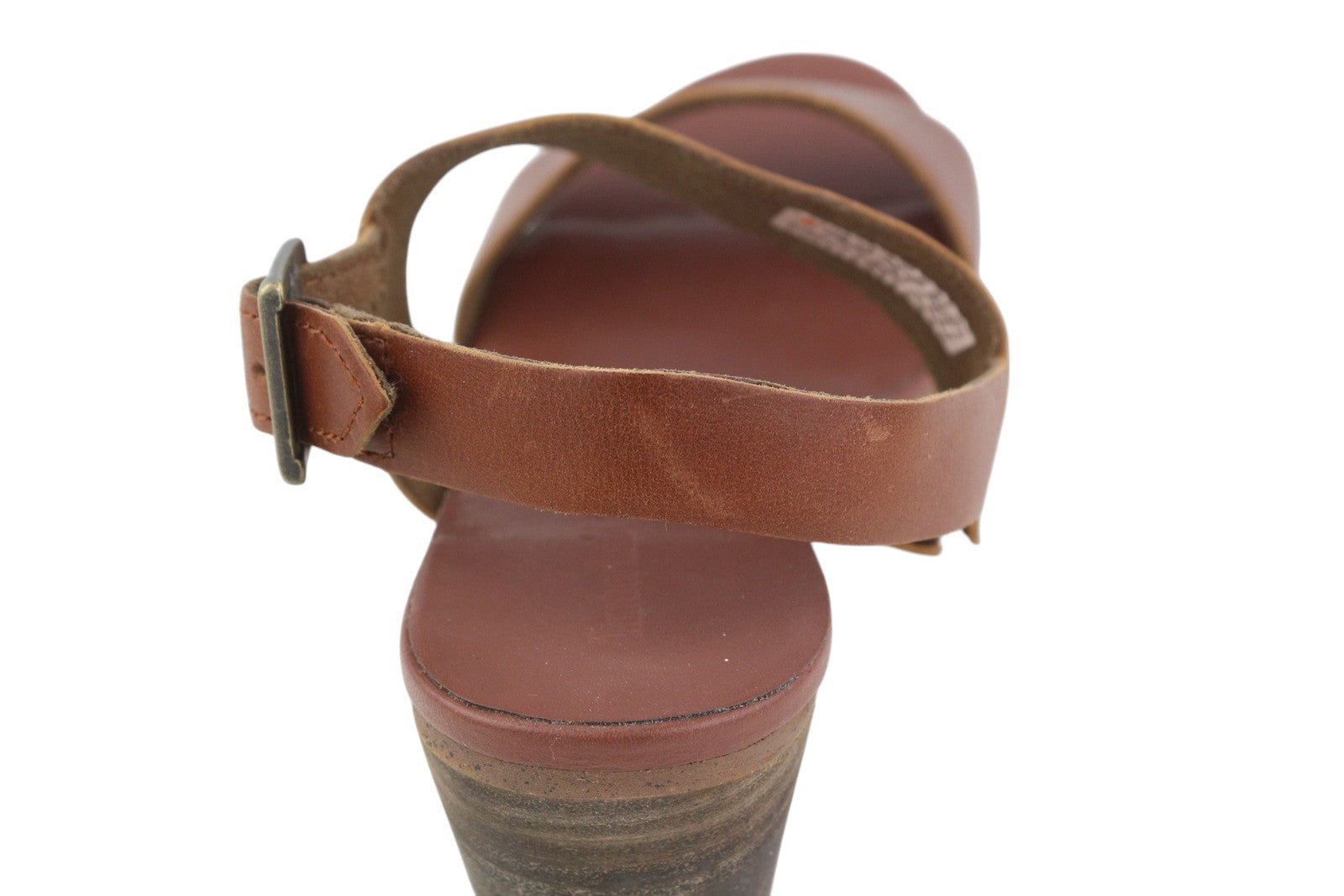 TIMBERLAND A1B7X Women Sandals EU36/37 Brown Leather Heeled Buckle Closure