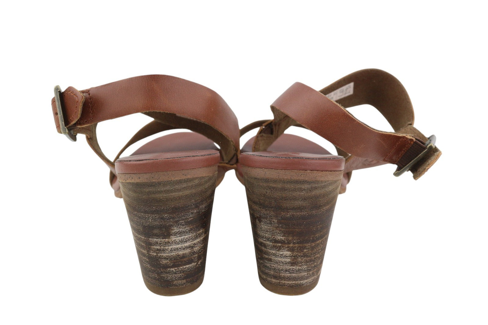 TIMBERLAND A1B7X Women Sandals EU36/37 Brown Leather Heeled Buckle Closure