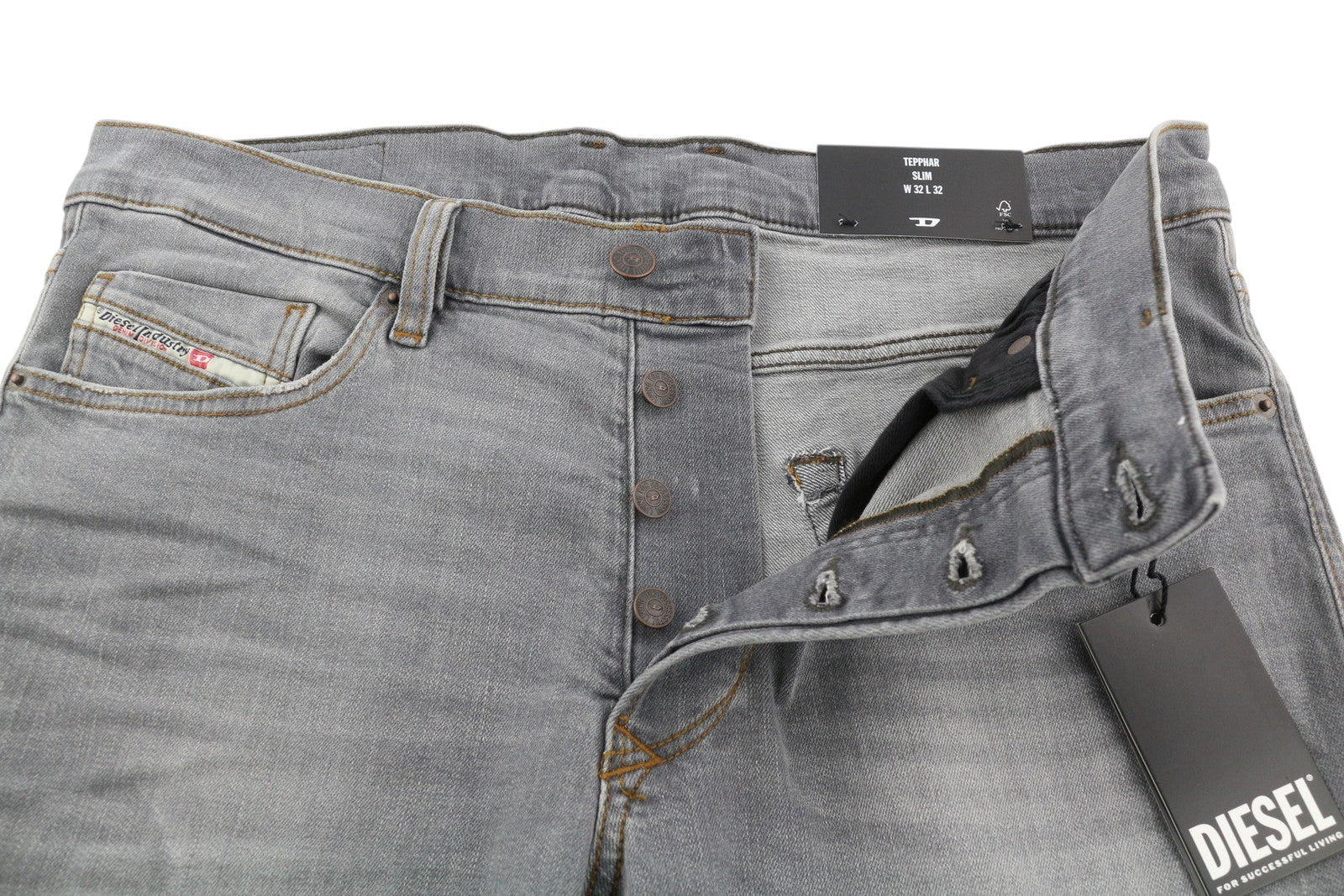DIESEL Tepphar RB061 Men Jeans W32/L32 Slim  Button Fly Washed Grey RRP€175