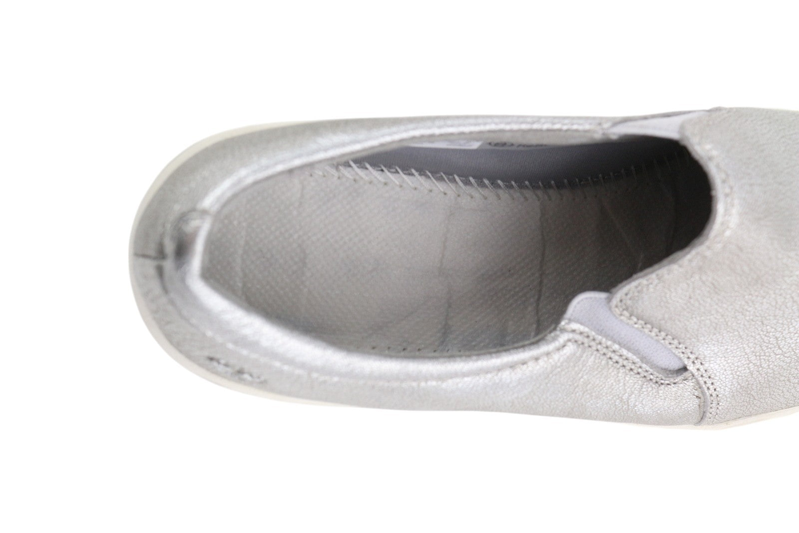 TIMBERLAND A2672 Women Shoes EU40 Leather Shiny Silver Tone Almond Toe Slip On