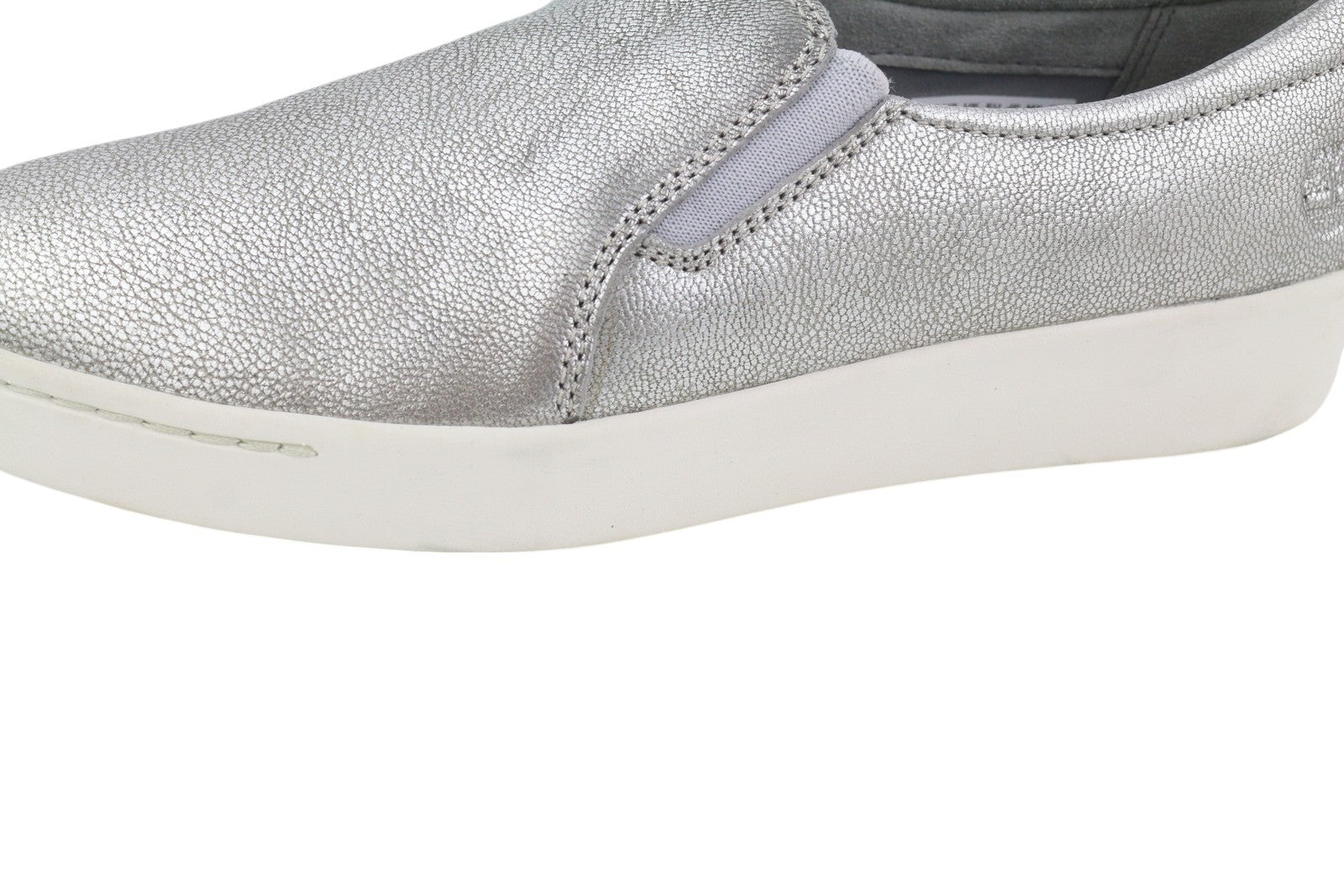 TIMBERLAND A2672 Women Shoes EU40 Leather Shiny Silver Tone Almond Toe Slip On