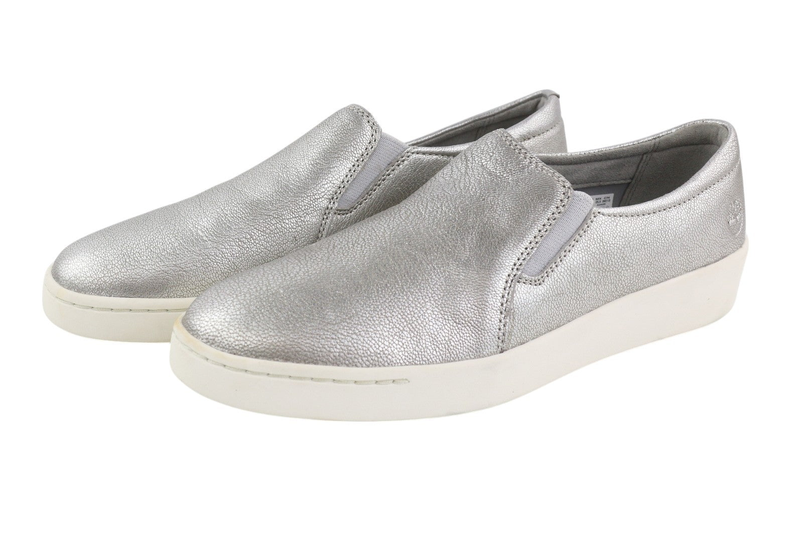 TIMBERLAND A2672 Women Shoes EU40 Leather Shiny Silver Tone Almond Toe Slip On