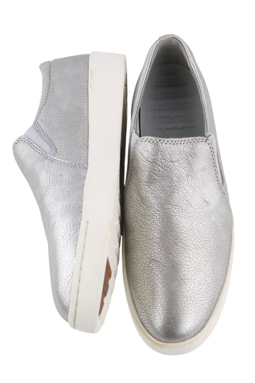 TIMBERLAND A2672 Women Shoes EU40 Leather Shiny Silver Tone Almond Toe Slip On