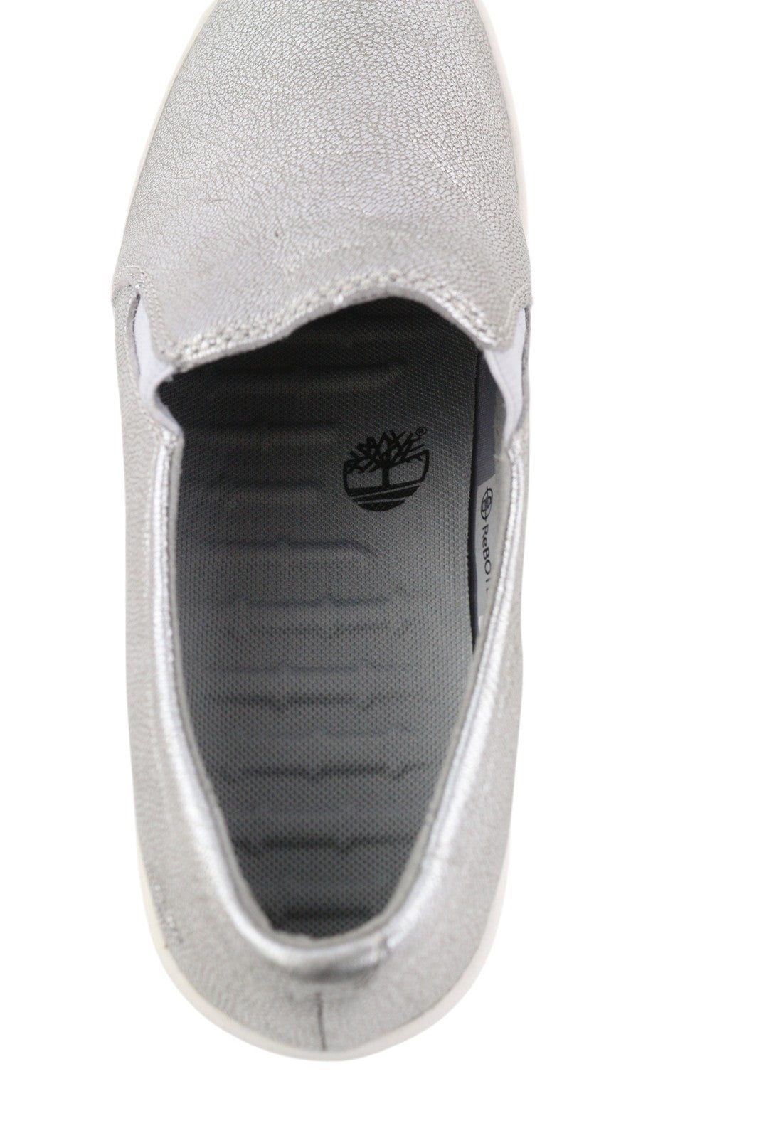 TIMBERLAND A2672 Women Shoes EU40 Leather Shiny Silver Tone Almond Toe Slip On