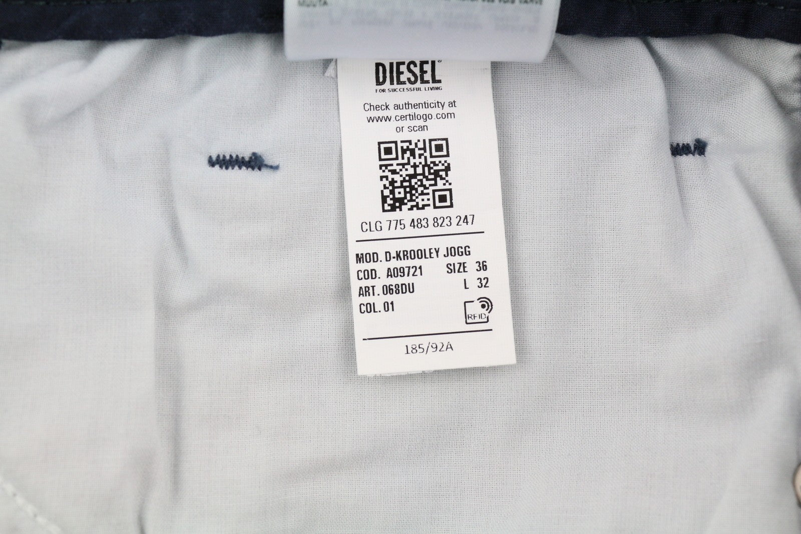 DIESEL D-Krooley Jogg 068DU Men Jeans W36/L32 Drawstring Waist Blue RRP€295