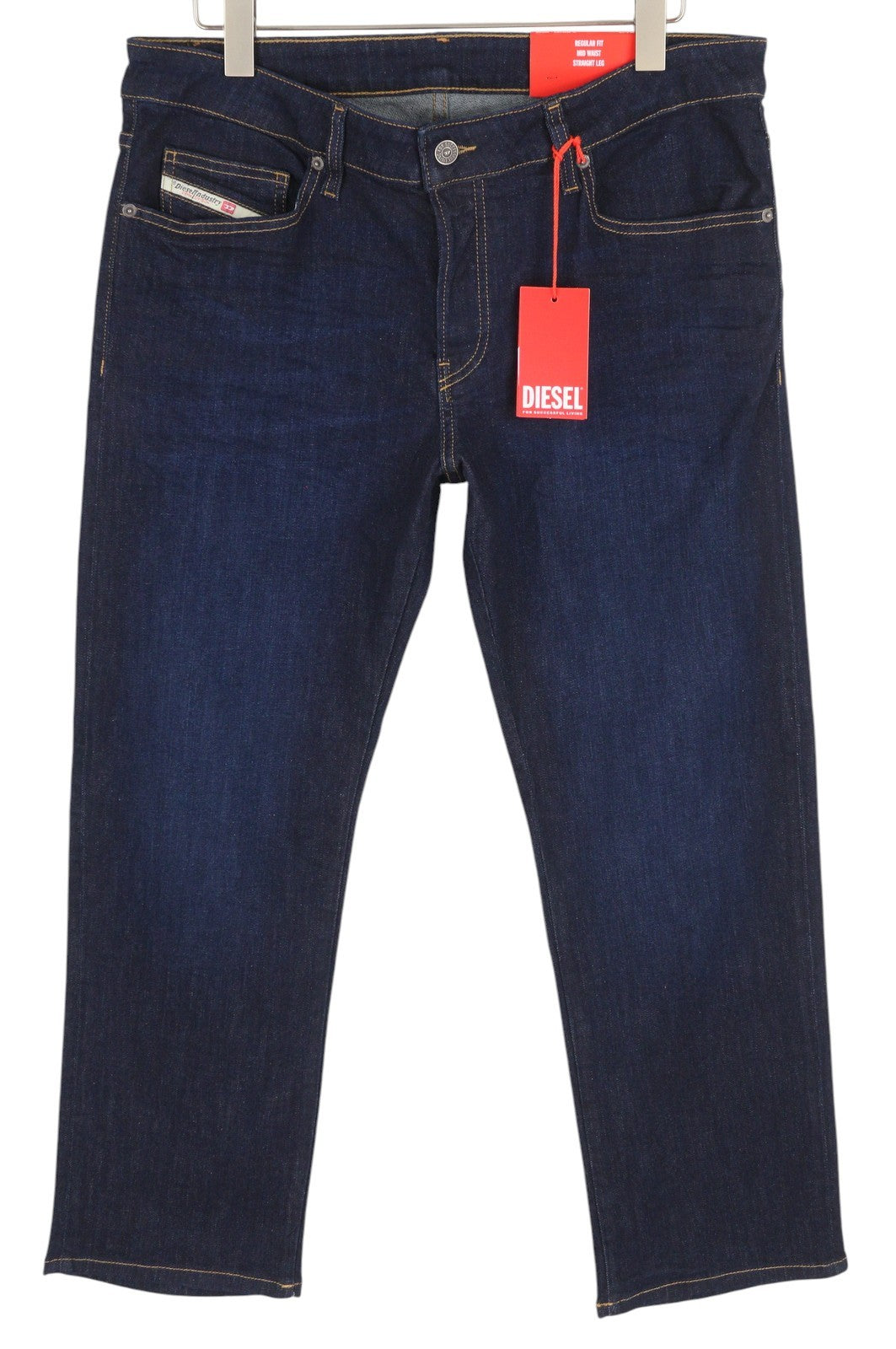 DIESEL D-Mihtry 0IHAQ Men Jeans W36/L30 Regular Fit Straight Leg Washed Blue