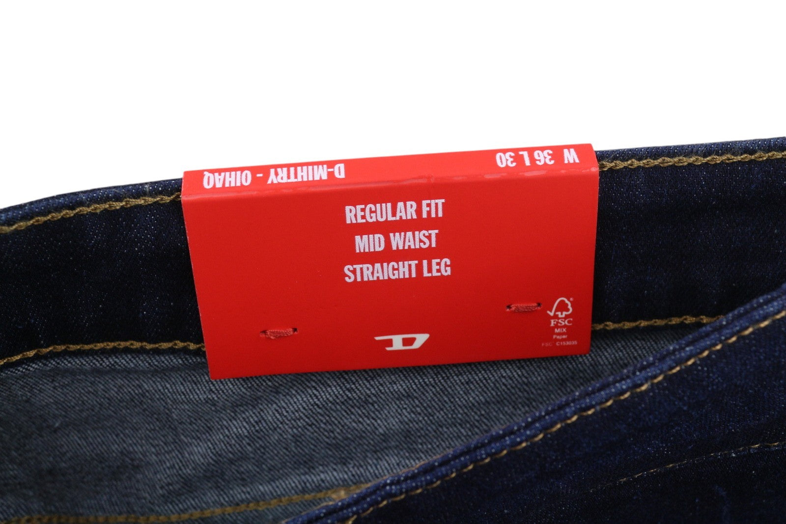 DIESEL D-Mihtry 0IHAQ Men Jeans W36/L30 Regular Fit Straight Leg Washed Blue