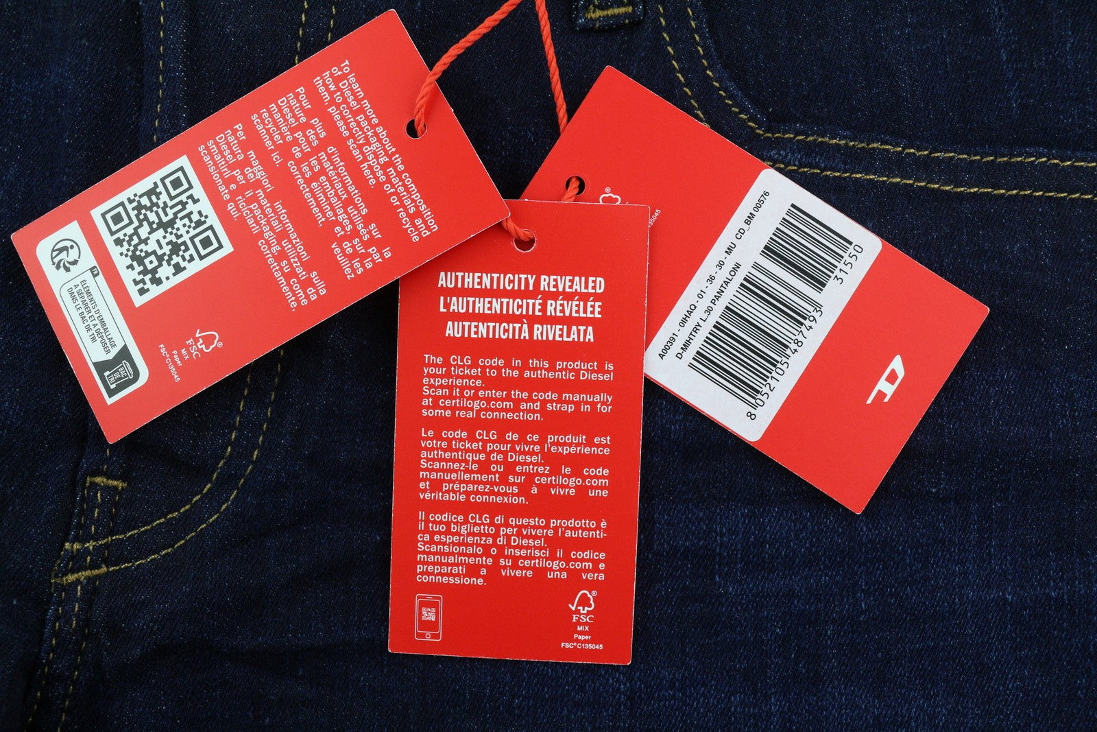 DIESEL D-Mihtry 0IHAQ Men Jeans W36/L30 Regular Fit Straight Leg Washed Blue