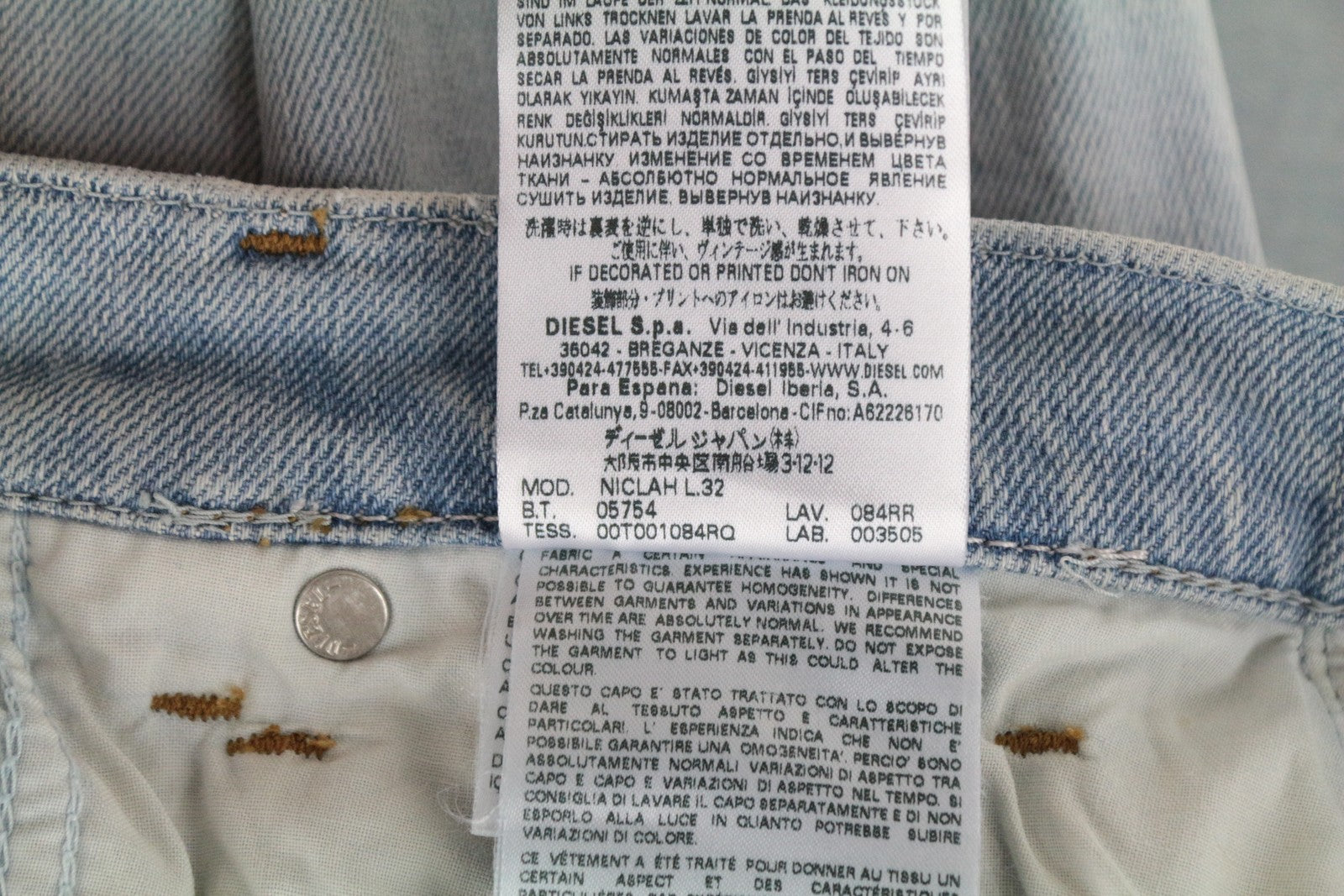 DIESEL Niclah 084RR Women's Straight Jeans W27/L32 High Waist Light Blue Denim