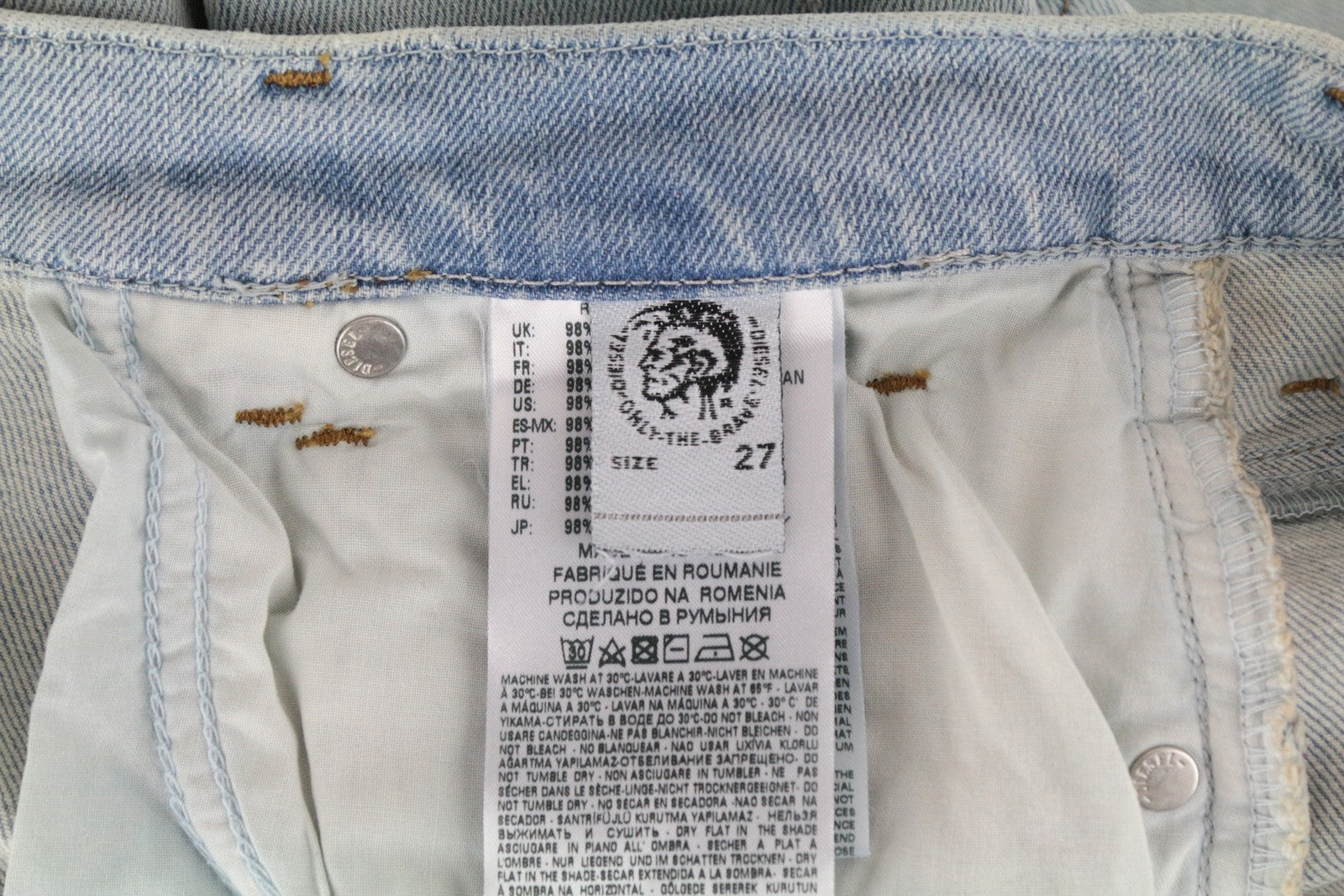 DIESEL Niclah 084RR Women's Straight Jeans W27/L32 High Waist Light Blue Denim