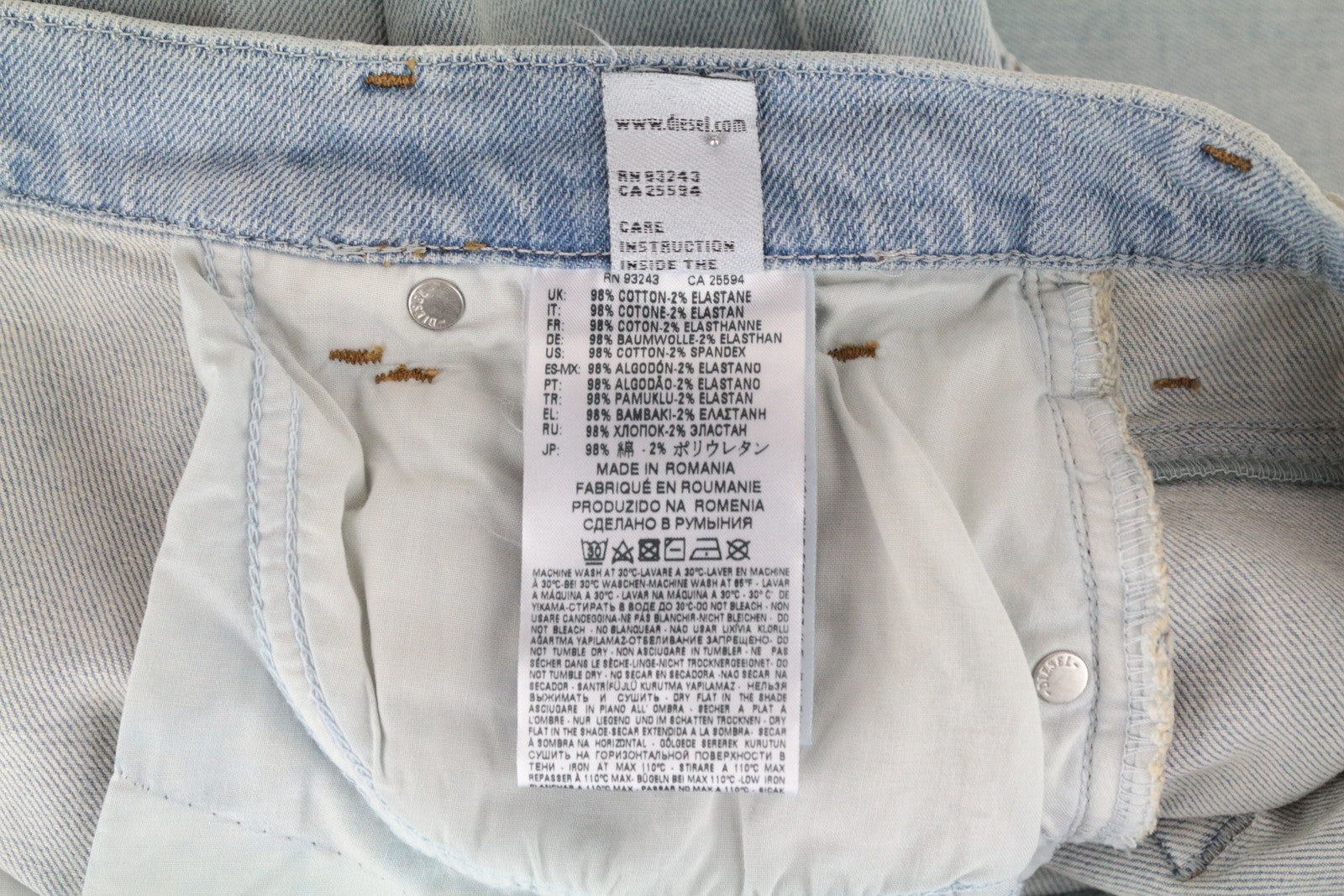 DIESEL Niclah 084RR Women's Straight Jeans W27/L32 High Waist Light Blue Denim