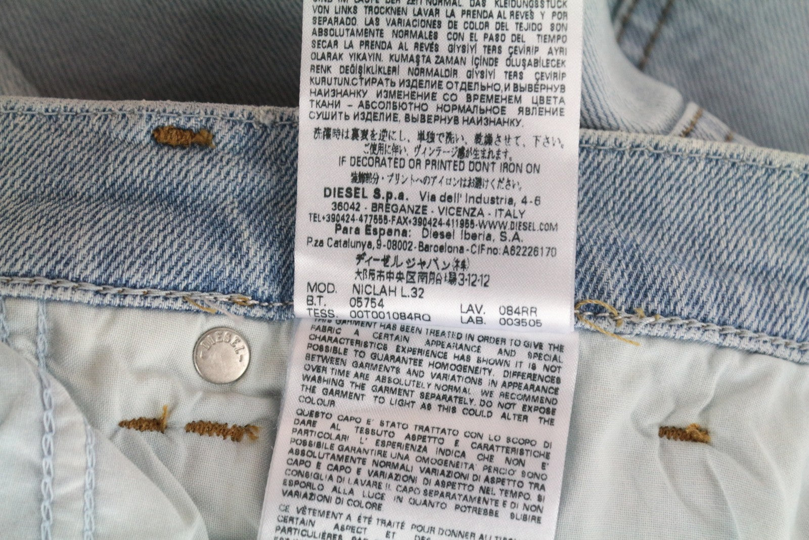 DIESEL Niclah 084RR Women's Straight Jeans W29/L32 High Waist Stretch Blue Fit