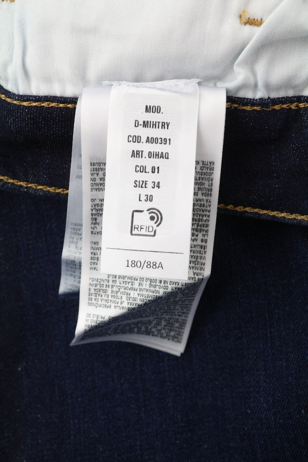 DIESEL D-Mihtry 0IHAQ Men Jeans W34/L30 Regular Fit Straight Leg Washed Blue