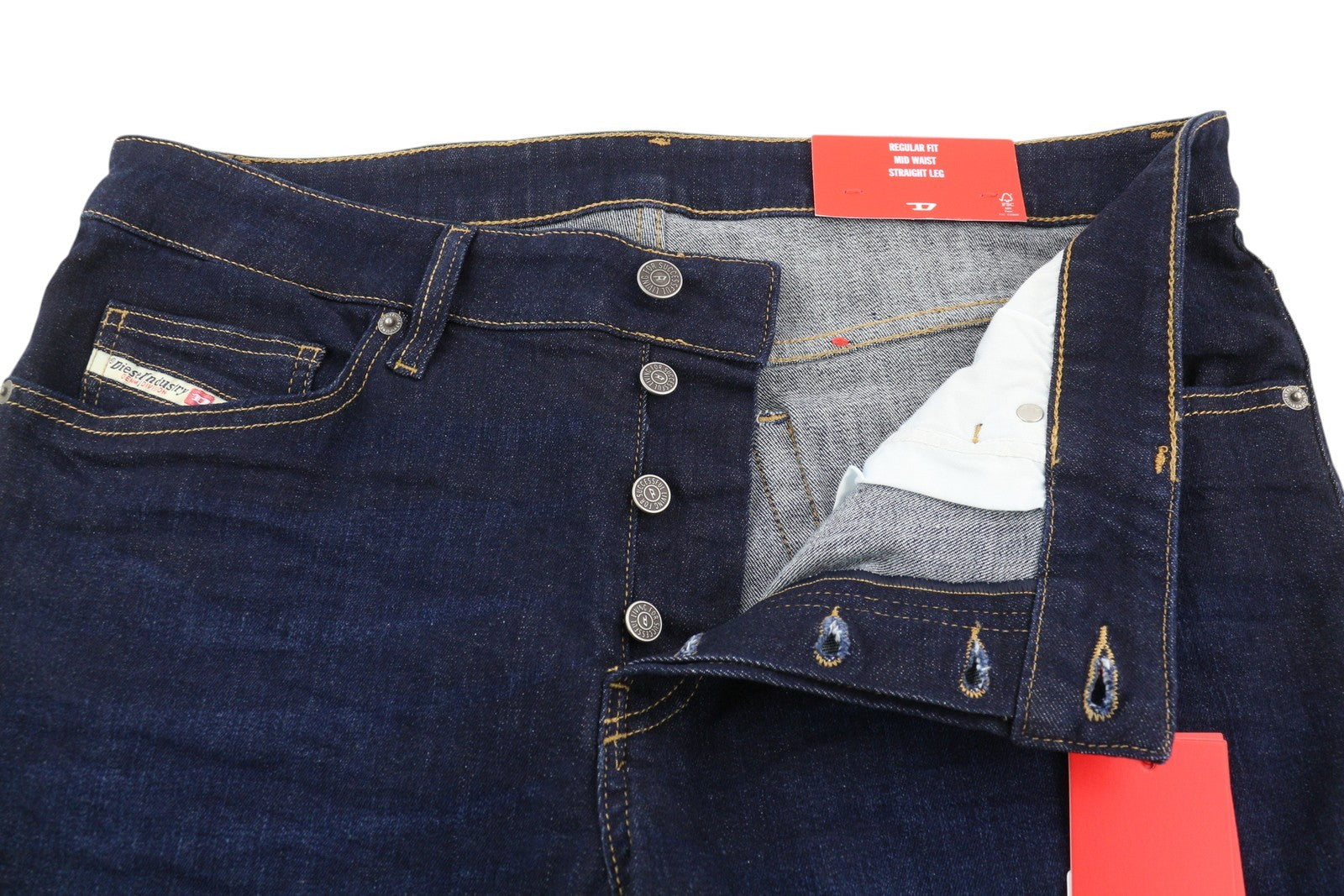 DIESEL D-Mihtry 0IHAQ Men Jeans W34/L30 Regular Fit Straight Leg Washed Blue