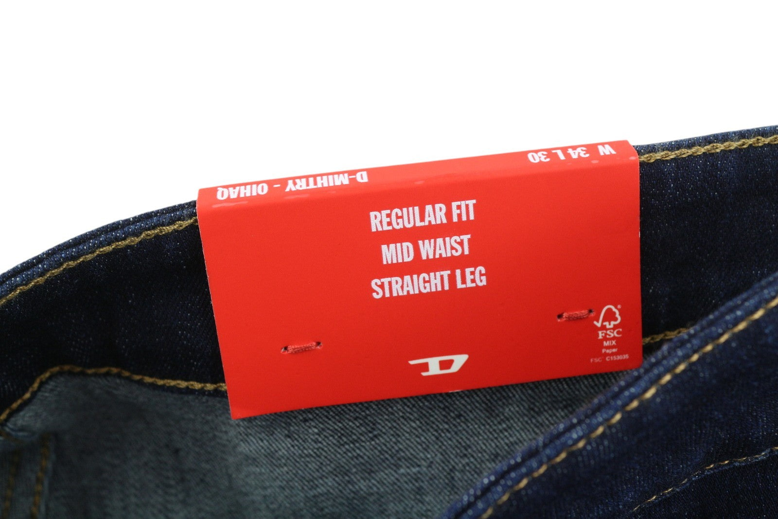 DIESEL D-Mihtry 0IHAQ Men Jeans W34/L30 Regular Fit Straight Leg Washed Blue