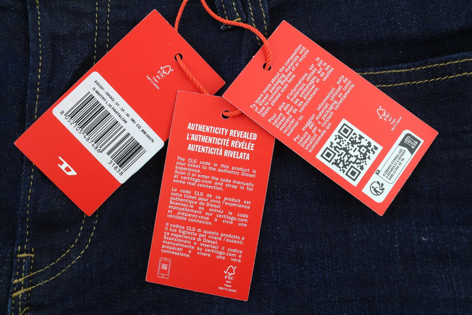 DIESEL D-Mihtry 0IHAQ Men Jeans W34/L30 Regular Fit Straight Leg Washed Blue