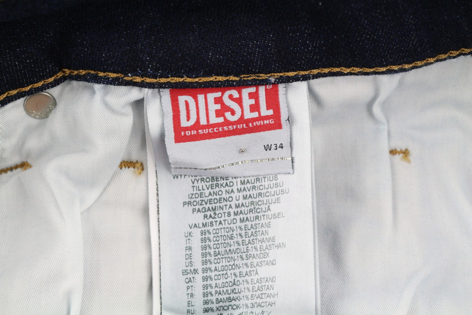 DIESEL D-Mihtry 0IHAQ Men Jeans W34/L30 Regular Fit Straight Leg Washed Blue