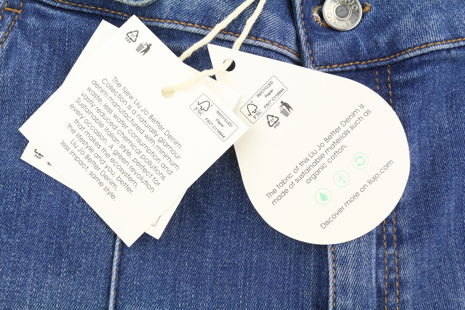 LIU JO Chino Rib Women Jeans W28 Regular Fit Denim Washed Blue Zip Fly Logo