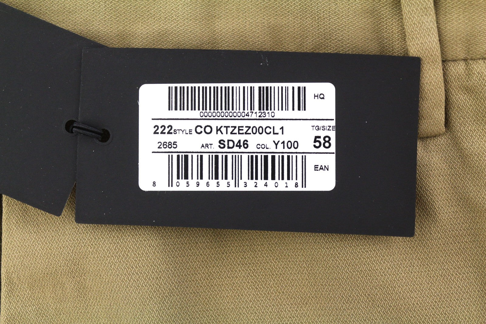 PT TORINO Skinny Fit Men Trousers 58 W39 Brown Chino Zipper Pockets Logo Casual