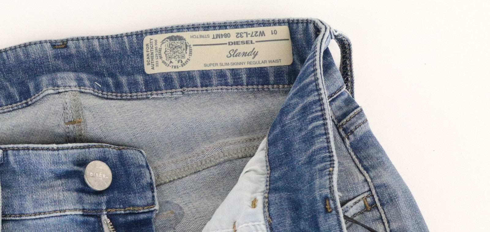 DIESEL Slandy 084MT Women's Skinny Jeans W27/L32 Distressed Super Slim Blue Fit