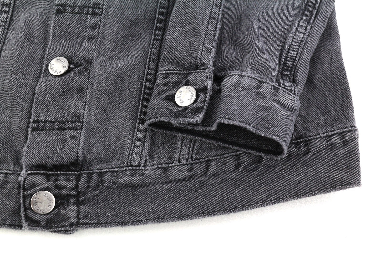 NUDIE Billy Men Jacket S Desolation Grey  Collar Button Up Pockets Denim Mid