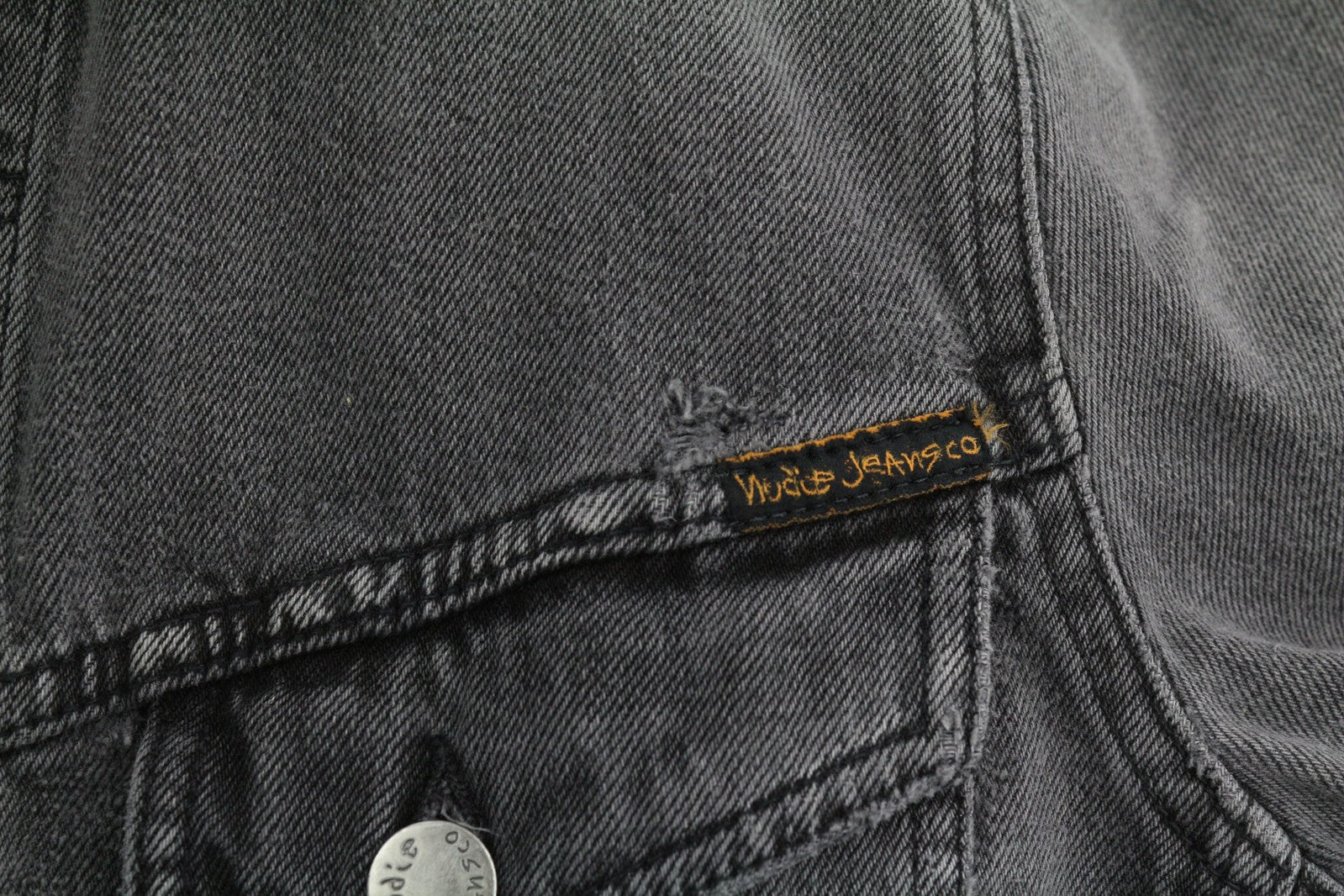 NUDIE Billy Men Jacket S Desolation Grey  Collar Button Up Pockets Denim Mid