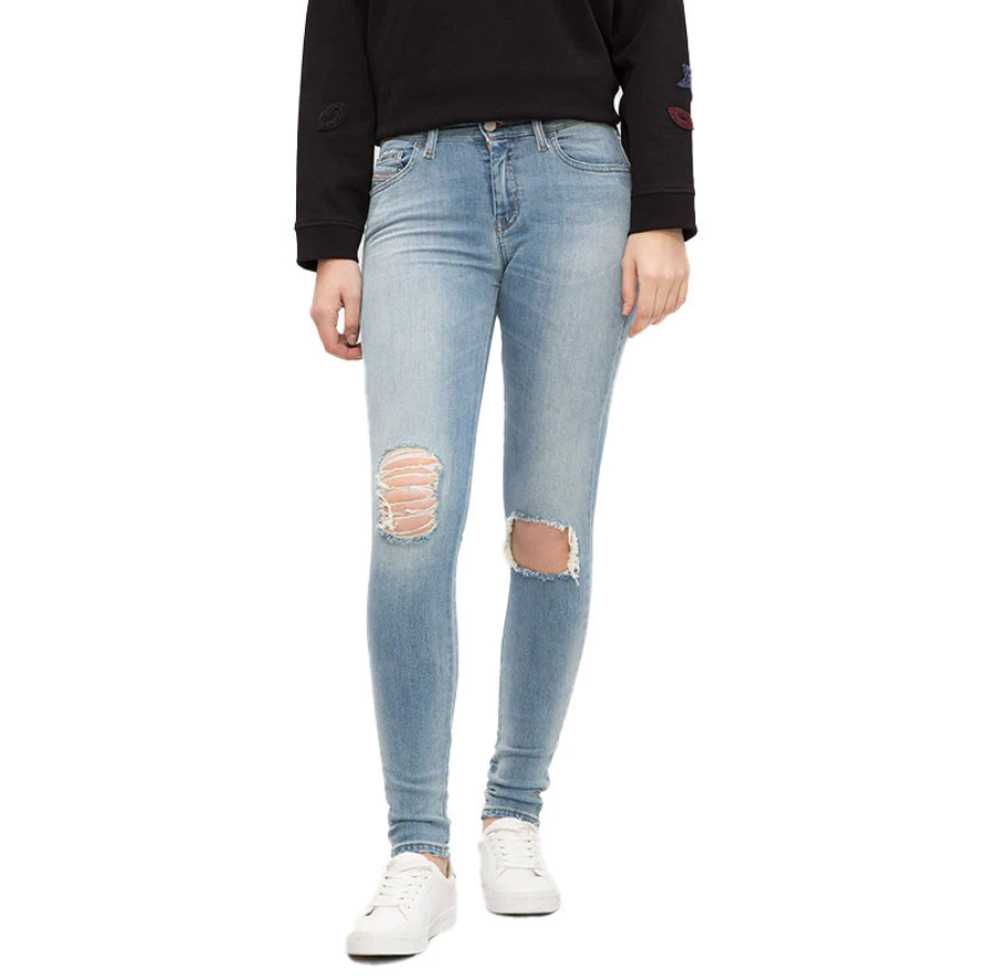 DIESEL Slandy 084MT Women's Skinny Jeans W28/L32 Zip Distressed Super Slim Fit