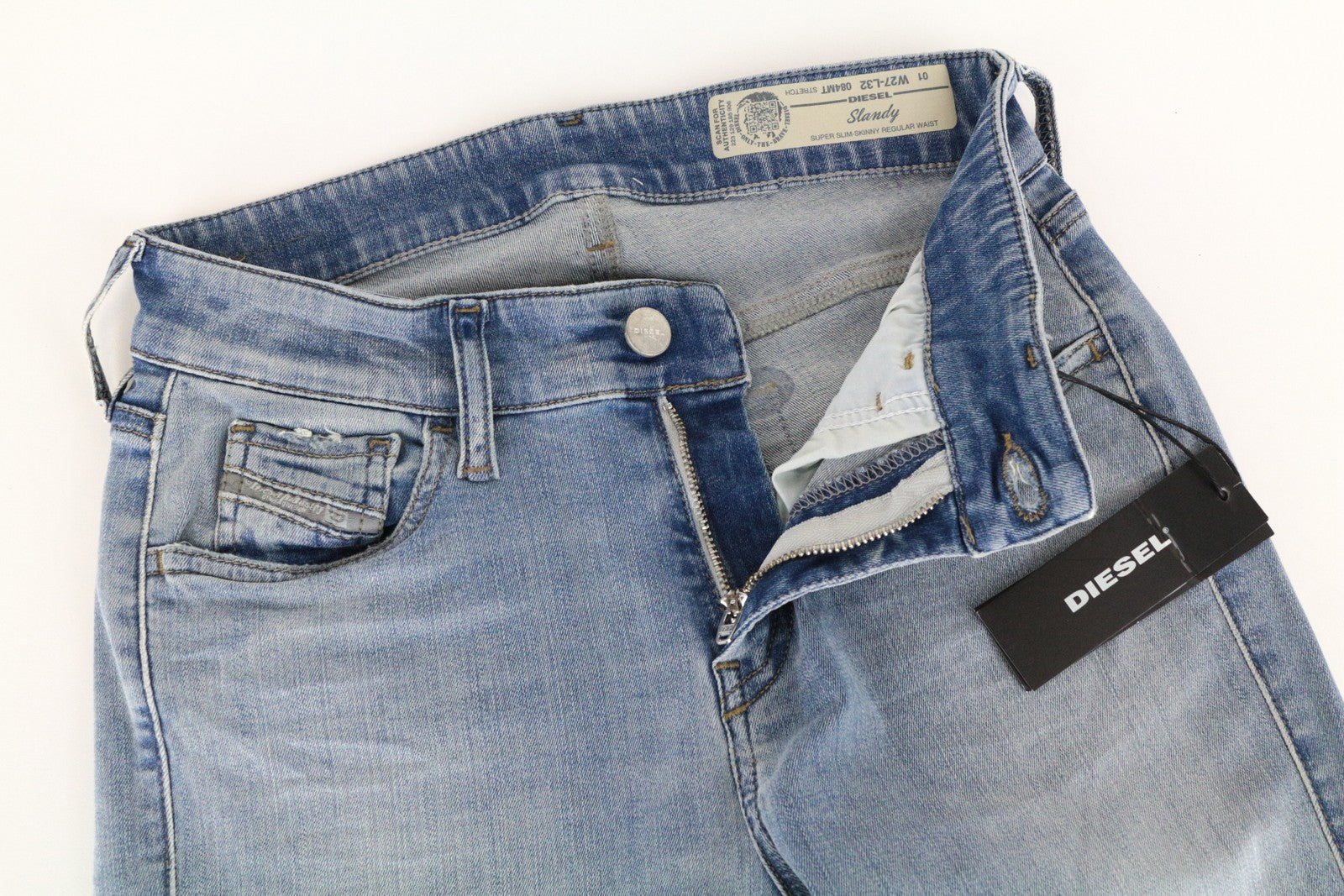 DIESEL Slandy 084MT Women's Skinny Jeans W28/L32 Zip Distressed Super Slim Fit