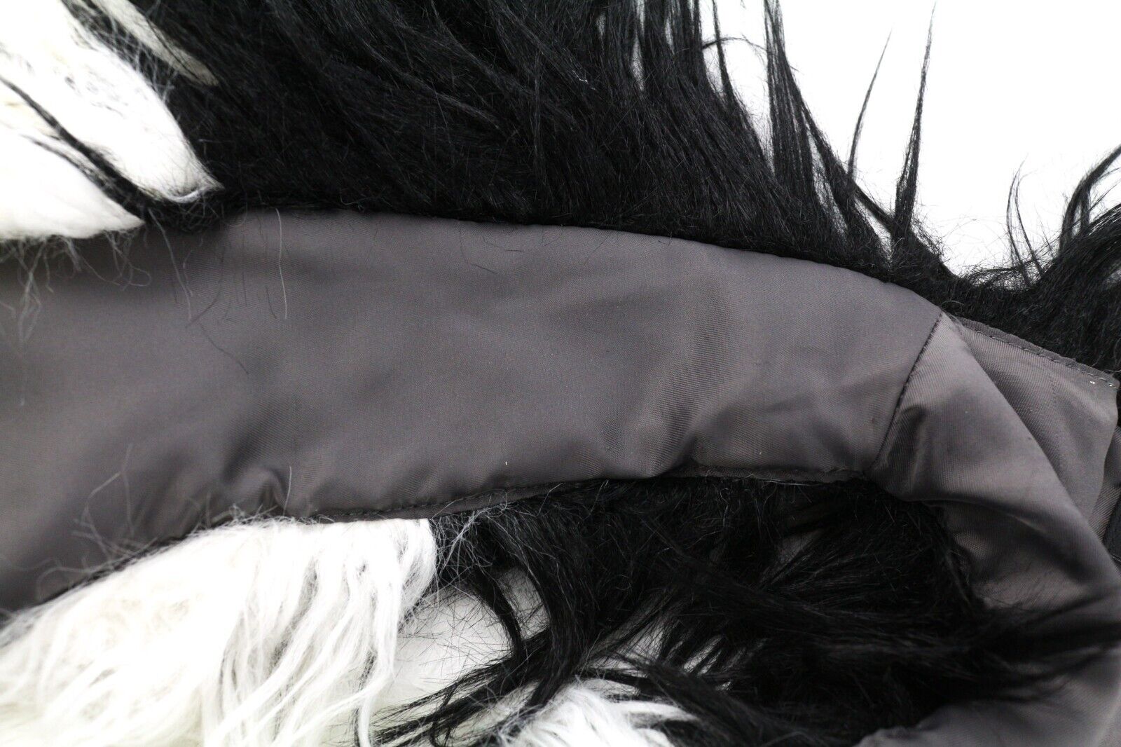 DIESEL L-Angus-A Women Waistcoat S Faux Fur Fluffy Striped Pockets Black & White