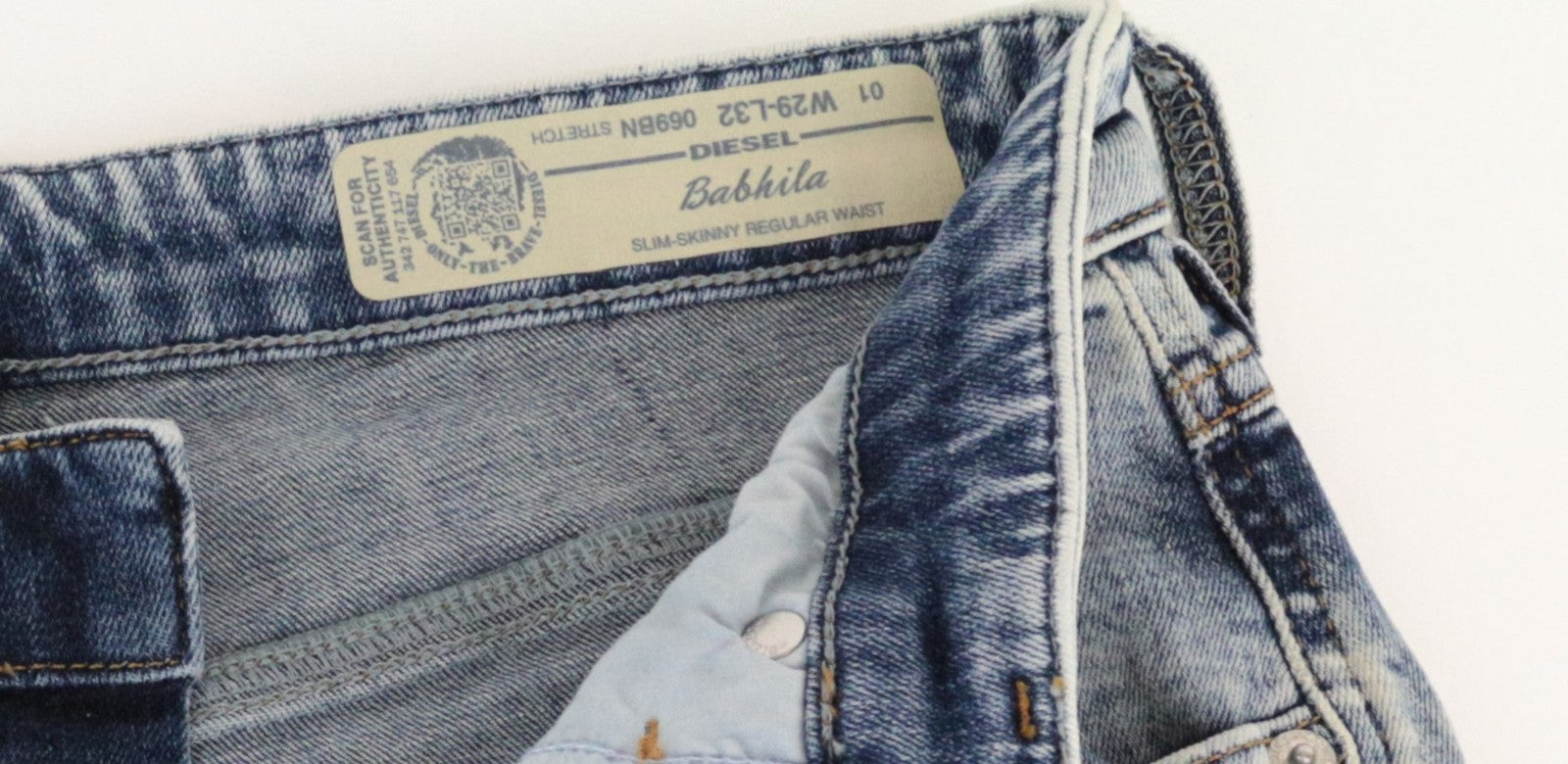 DIESEL Babhila 069BN Women's Skinny Jeans W29/L32 Blue Slim Fit Stretch Button