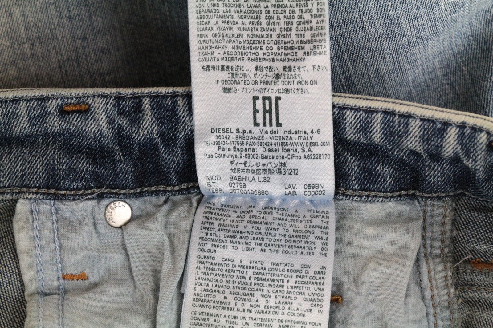 DIESEL Babhila 069BN Women Skinny Jeans W30/L32 Blue Slim Fit Button Stretch