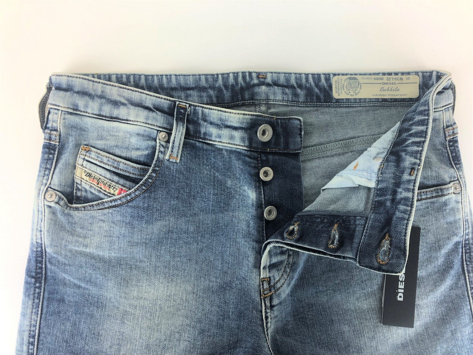 DIESEL Babhila 069BN Women Skinny Jeans W30/L32 Blue Slim Fit Button Stretch