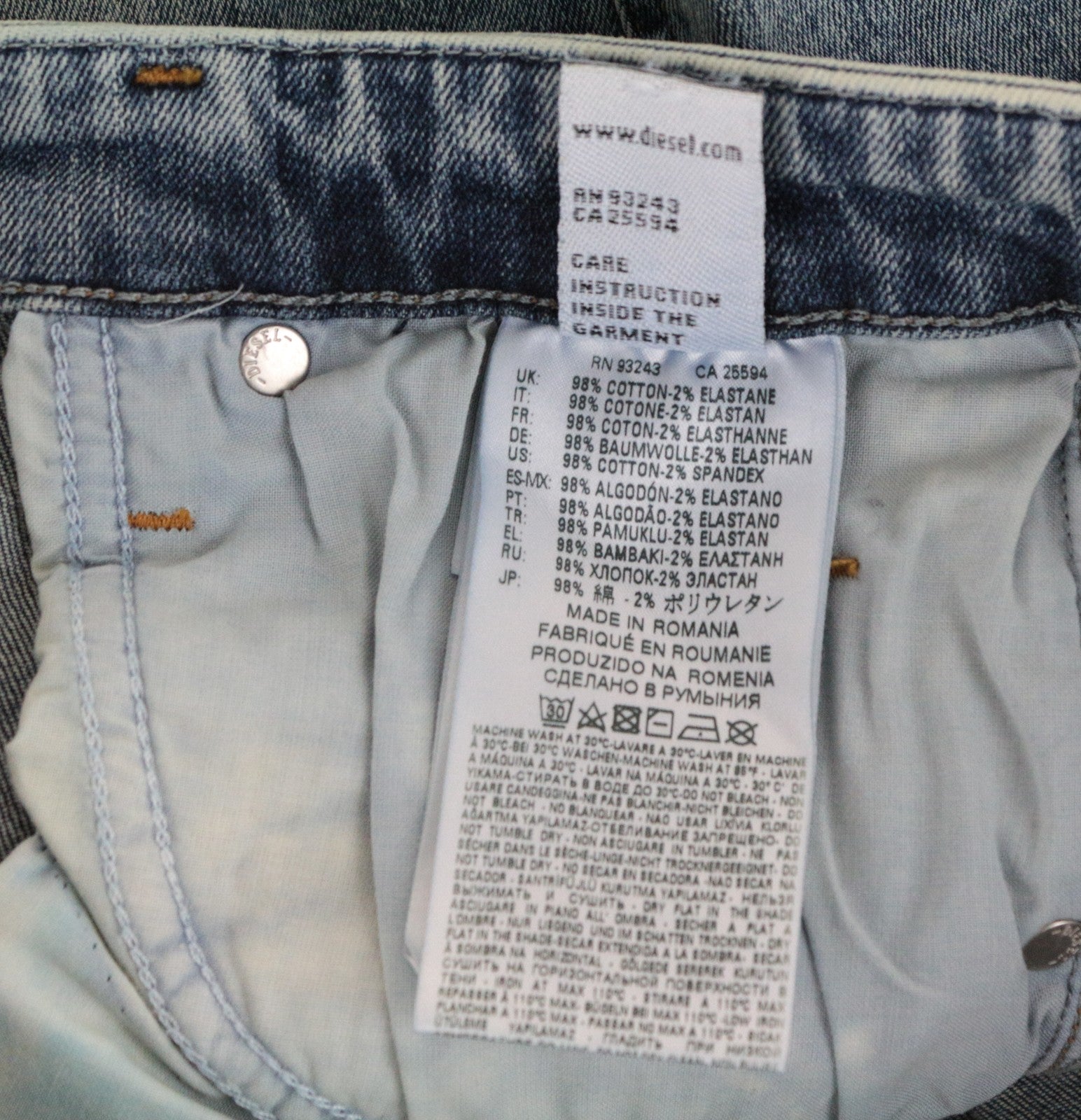 DIESEL Babhila 069BN Women Skinny Jeans W30/L32 Blue Slim Fit Button Stretch