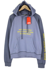 DIESEL S-Girlan-Hood Men Hoodie L Blue Pullover Kangaroo Pocket Hooded Logo