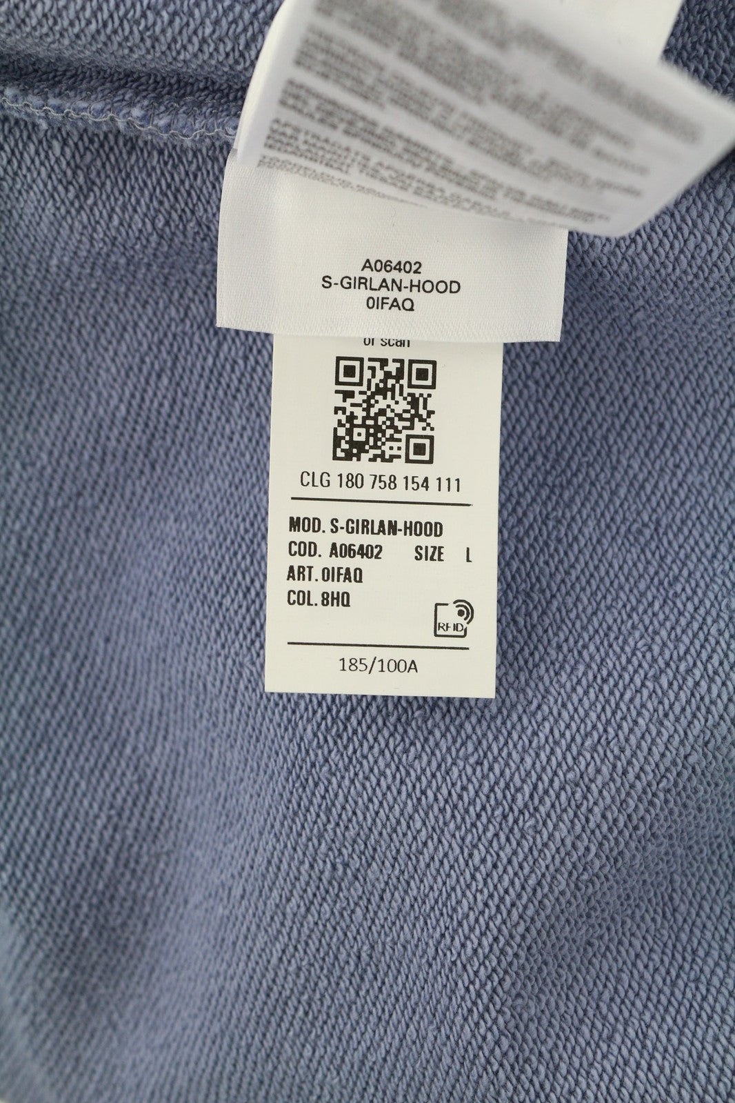 DIESEL S-Girlan-Hood Men Hoodie L Blue Pullover Kangaroo Pocket Hooded Logo