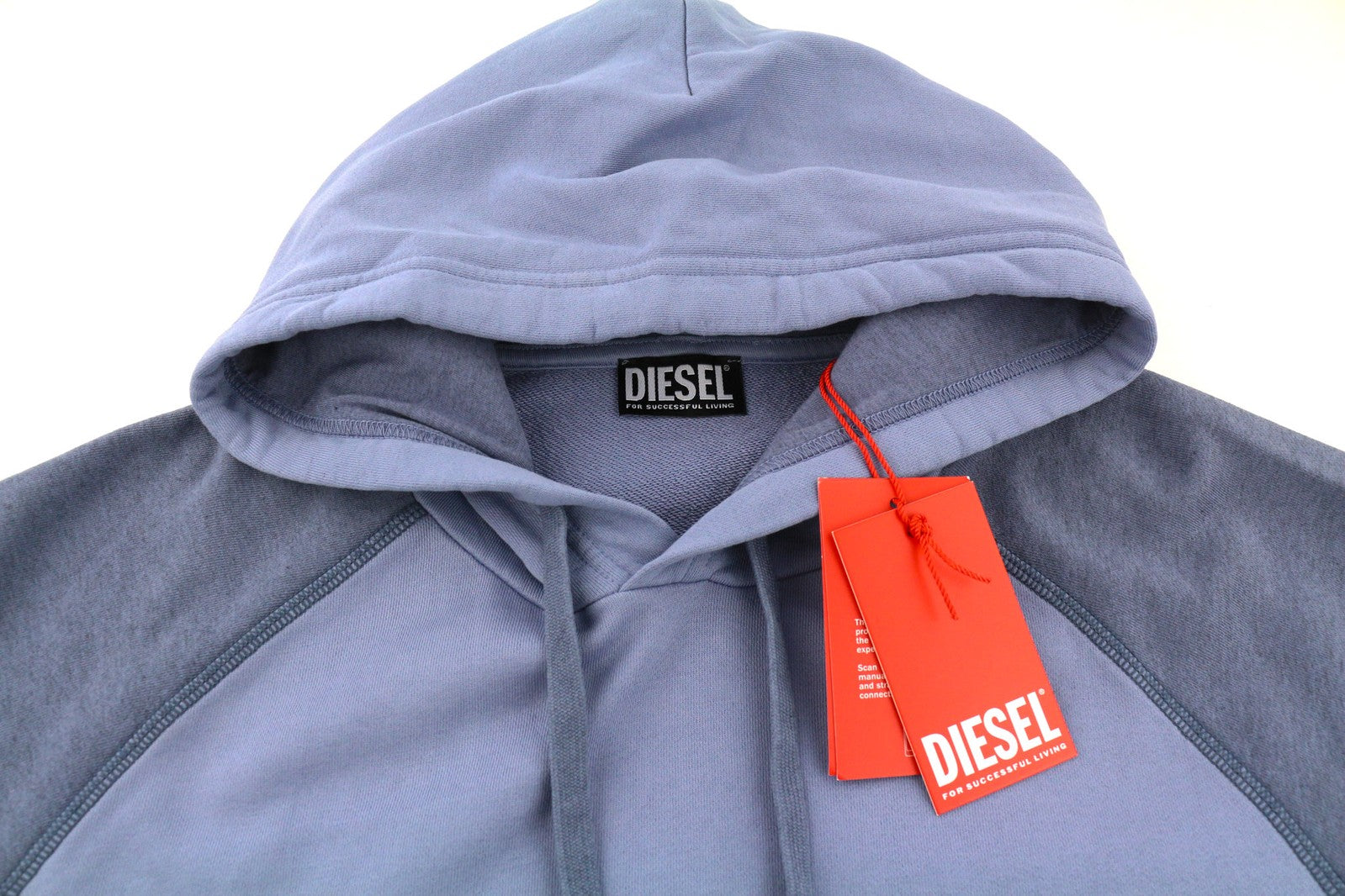 DIESEL S-Girlan-Hood Men Hoodie L Blue Pullover Kangaroo Pocket Hooded Logo