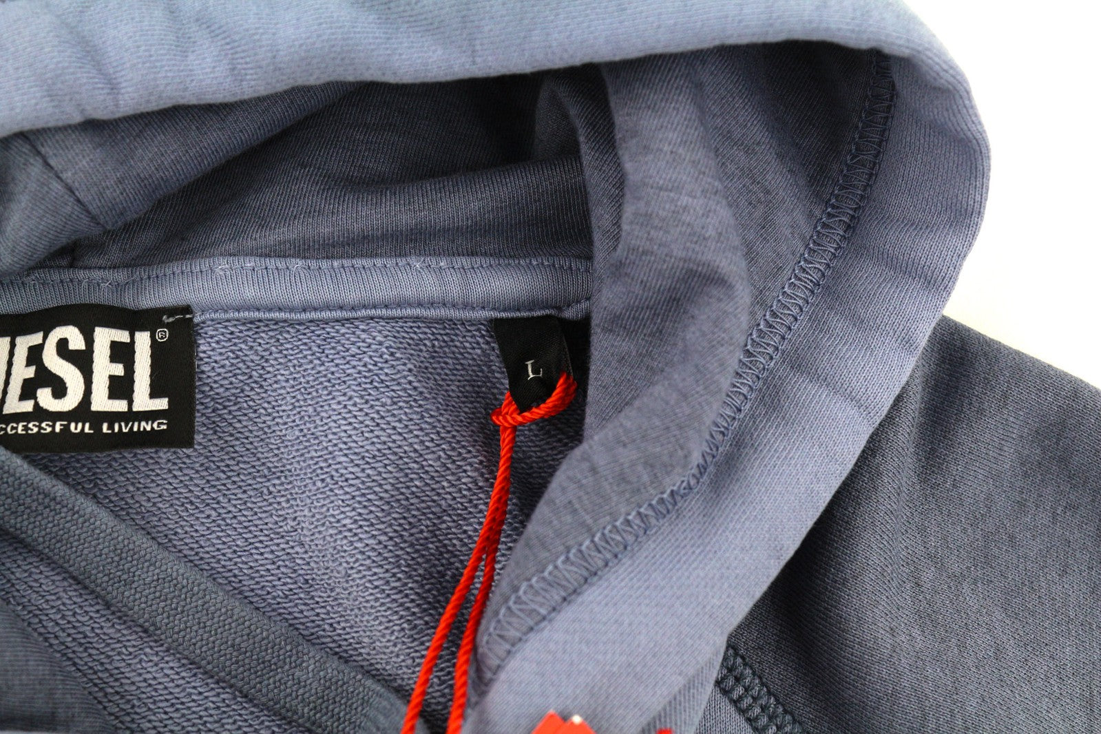 DIESEL S-Girlan-Hood Men Hoodie L Blue Pullover Kangaroo Pocket Hooded Logo