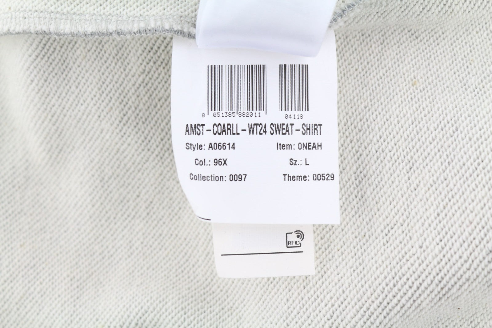 DIESEL AMST-Coarll-WT24 Men Hoodie L Grey Melange Sport 55DSL Half Zip Neck