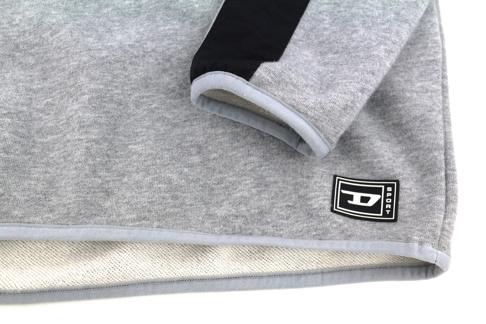 DIESEL AMST-Coarll-WT24 Men Hoodie L Grey Melange Sport 55DSL Half Zip Neck