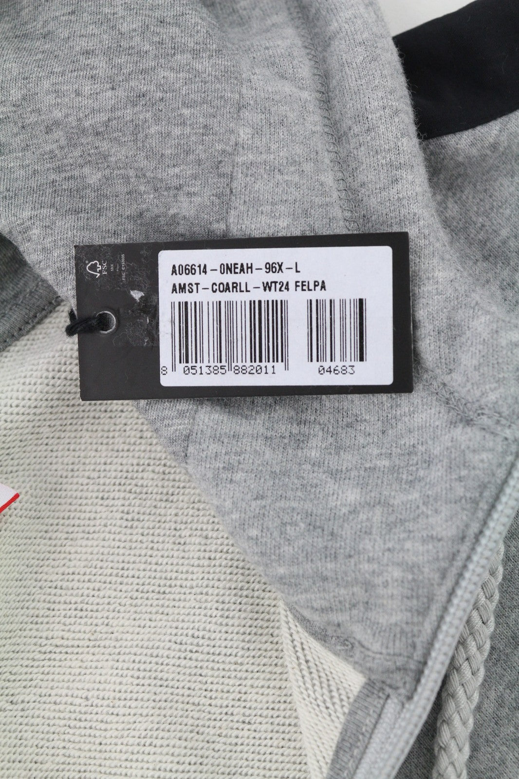 DIESEL AMST-Coarll-WT24 Men Hoodie L Grey Melange Sport 55DSL Half Zip Neck