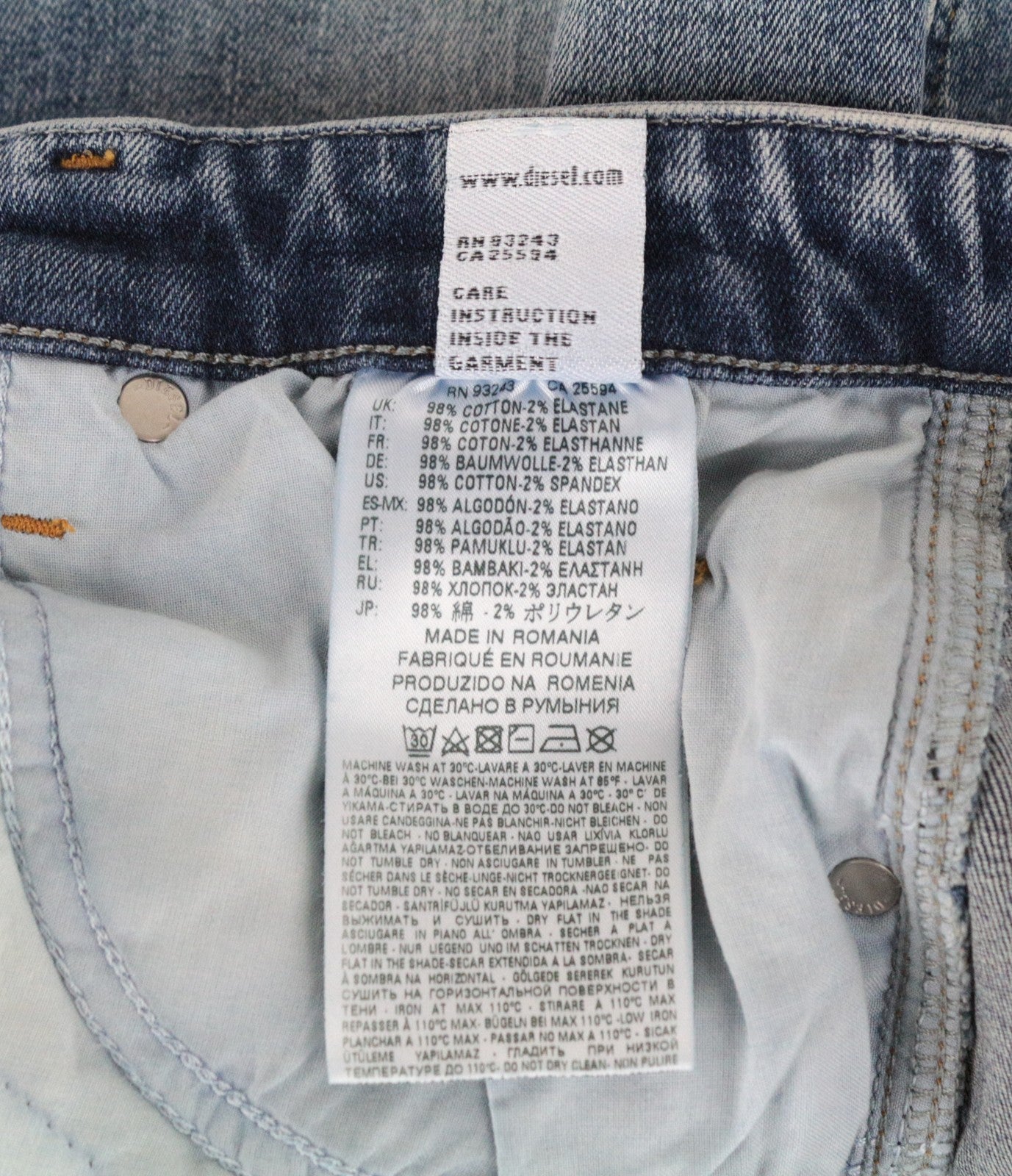 DIESEL Babhila 069BN Women's Skinny Jeans W30/L32 Light Blue Slim Stretch Fit