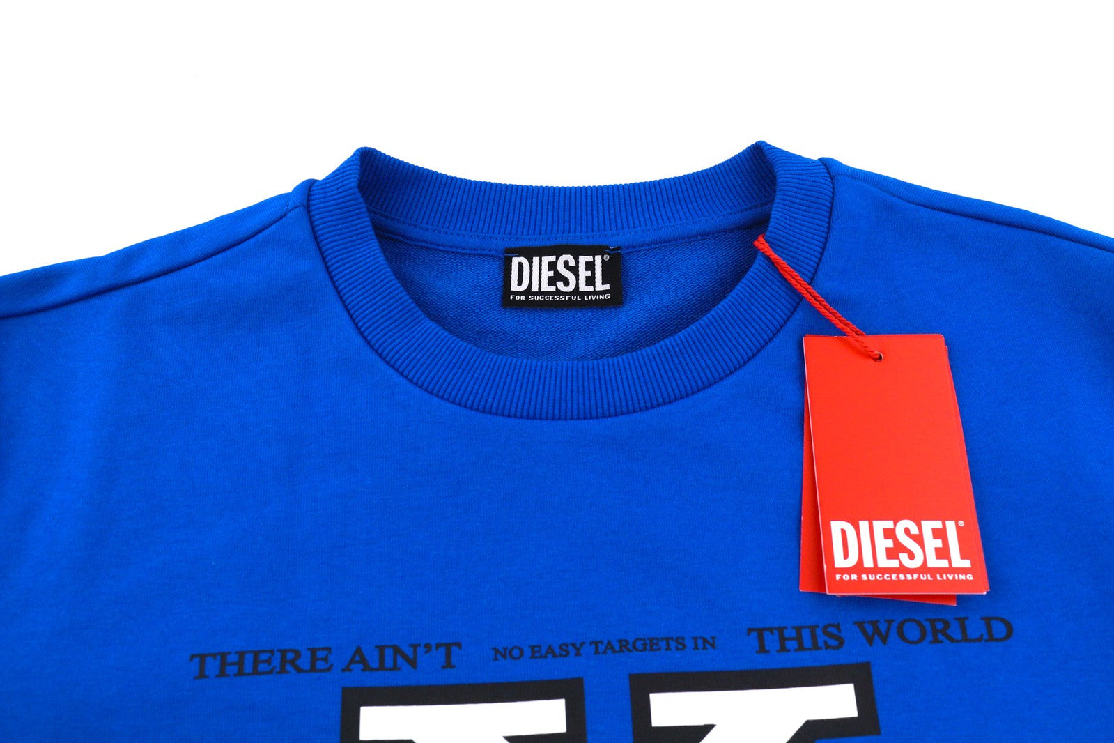 DIESEL S-Ginn-K25 Men Sweatshirt L Blue Pullover Crew Neck Logo RRP€175
