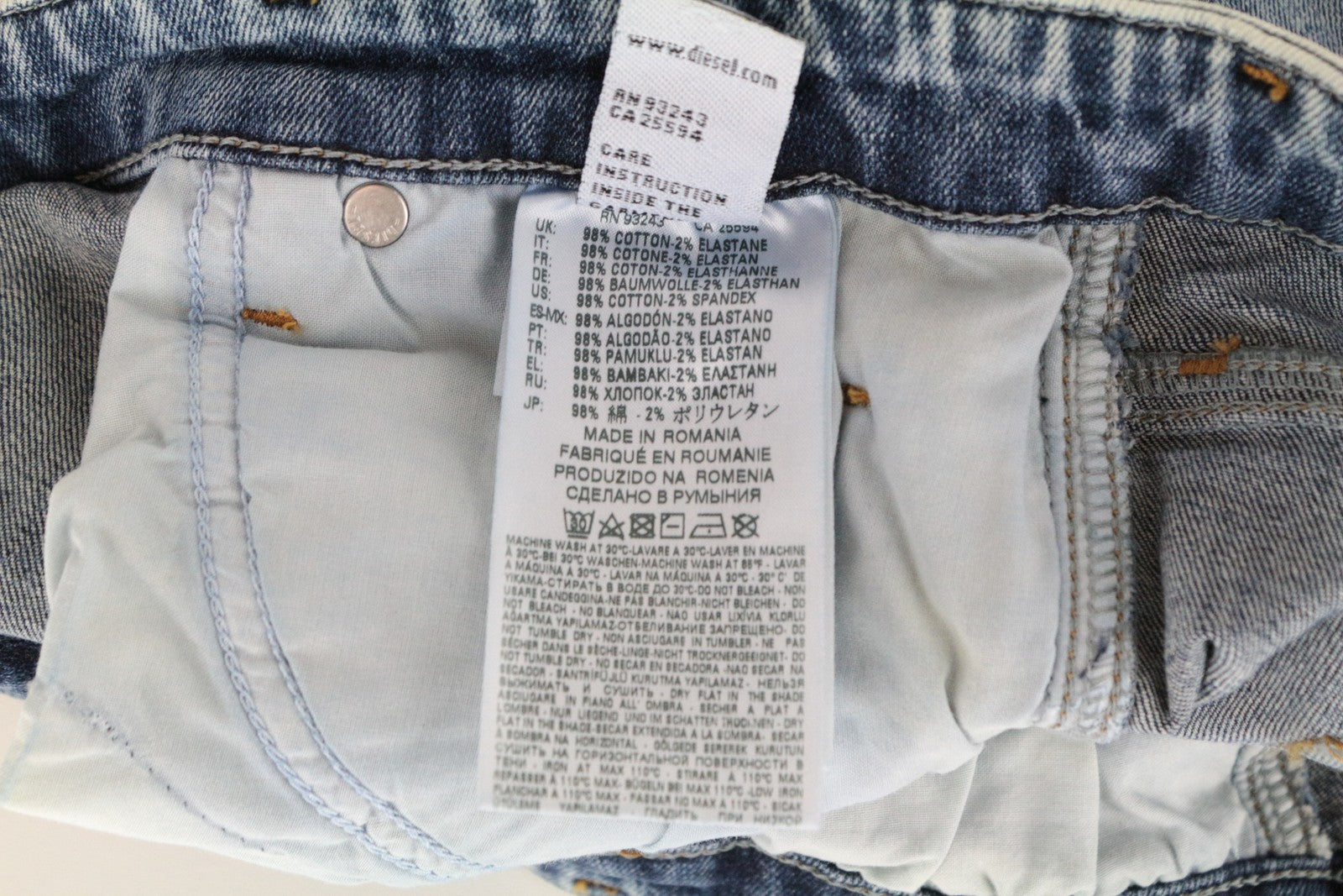 DIESEL Babhila 069BN Women's Skinny Jeans W30/L32 Faded Blue Slim Stretch Button