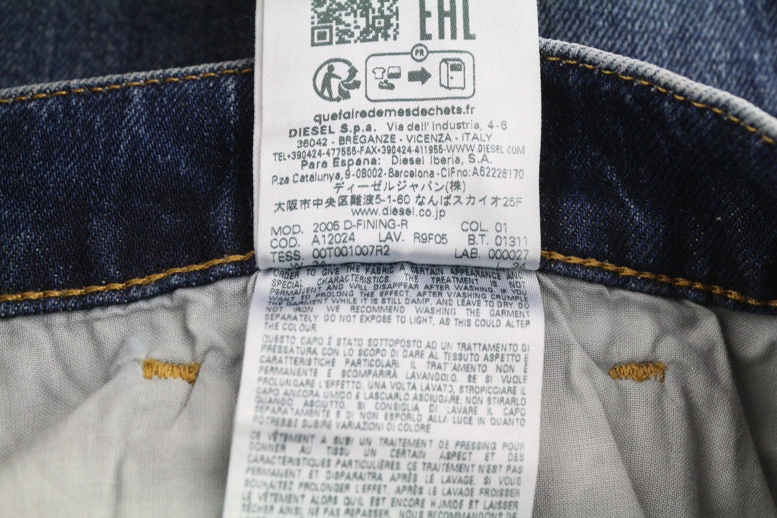 DIESEL 2005 D-Fining R9F05 Men Jeans W34/L34 Regular Tapered Distress RRP€225