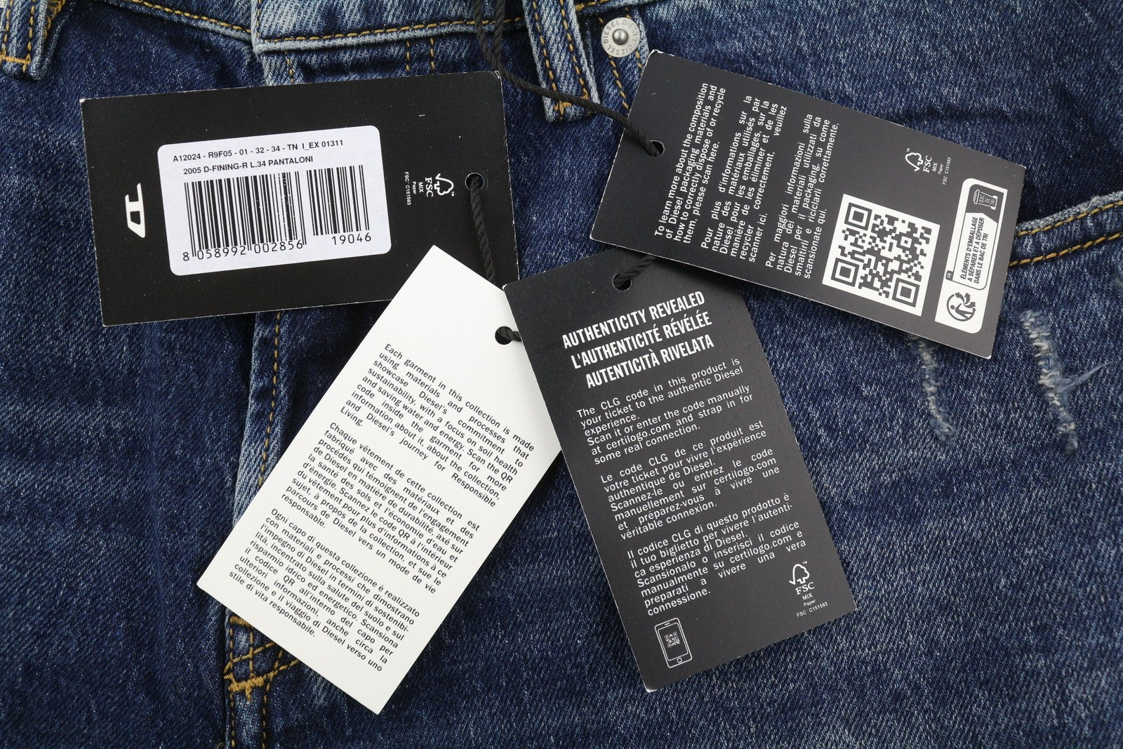 DIESEL 2005 D-Fining R9F05 Men Jeans W32/L34 Regular Tapered Distress RRP€225